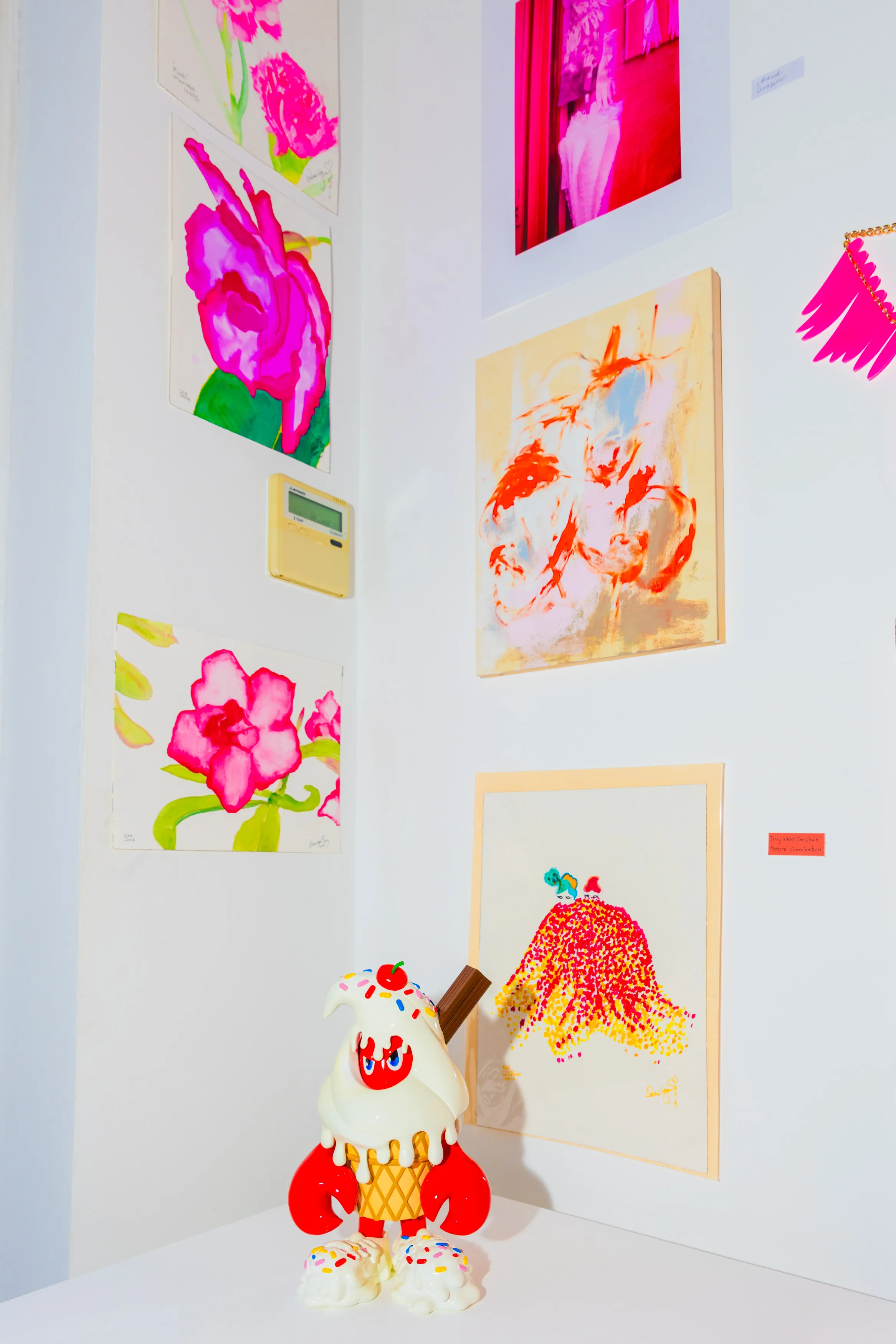 Artworks in the Pink Chaos exhibition