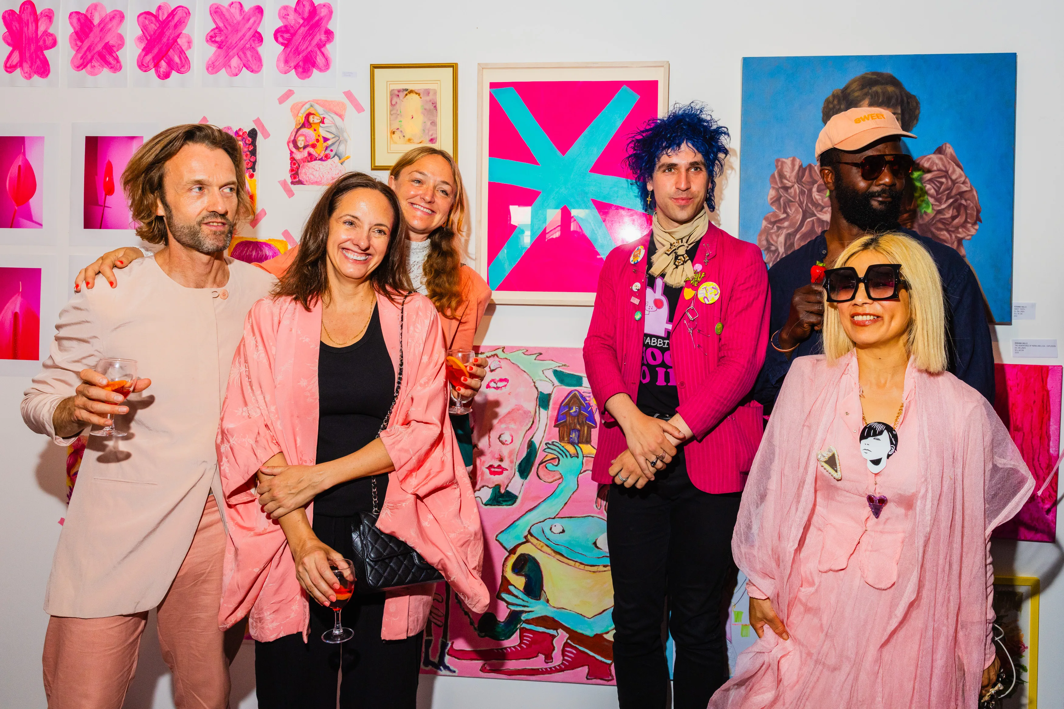 Visitor viewing Pink Chaos