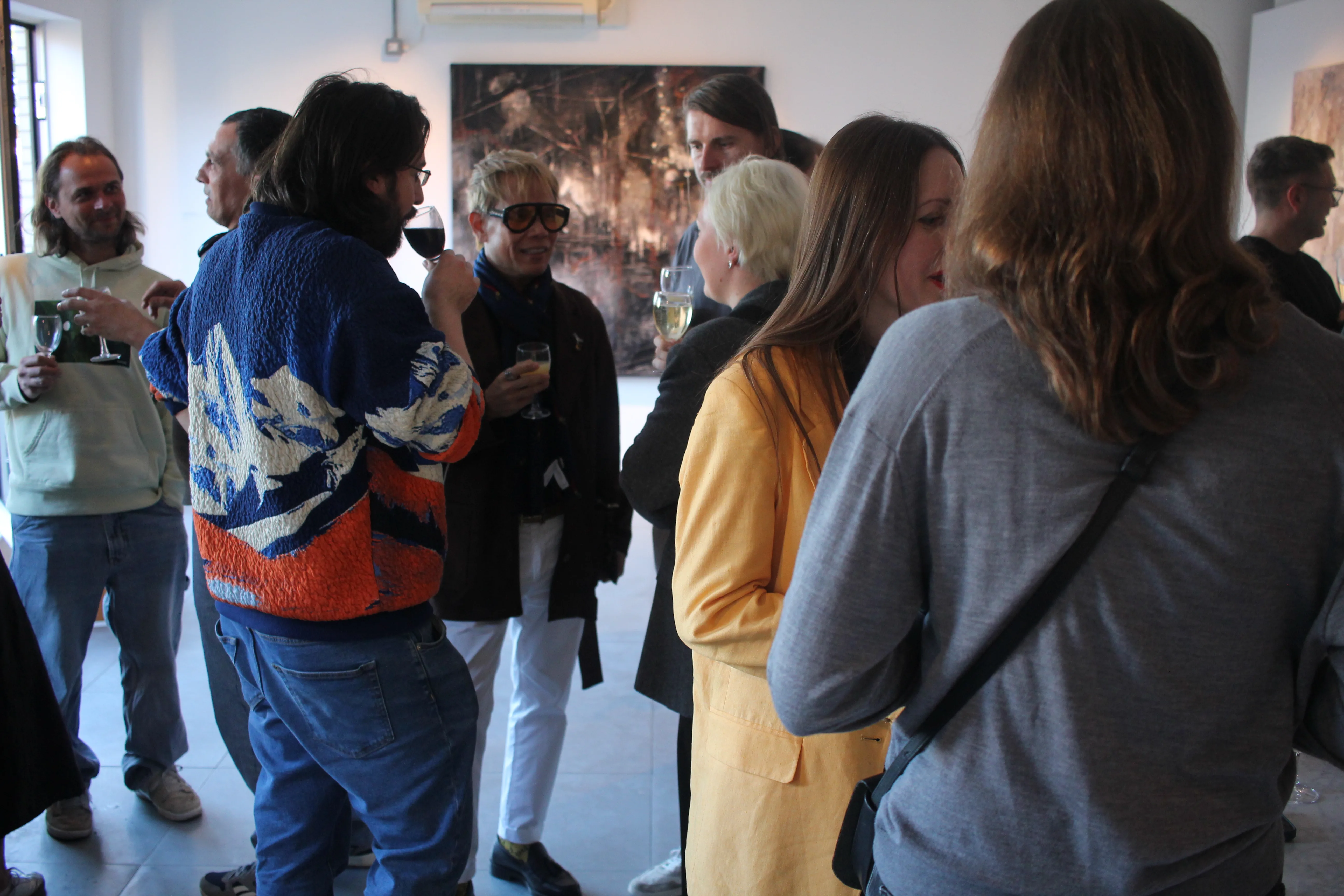 Visitors among artworks in Bending Time